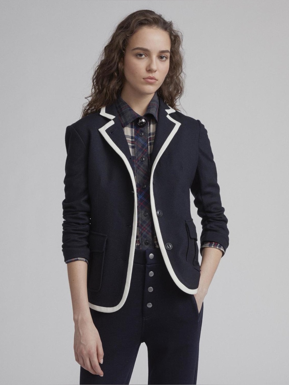 Rag & Bone Sweater Blazer, Sz 10, Navy and Cream